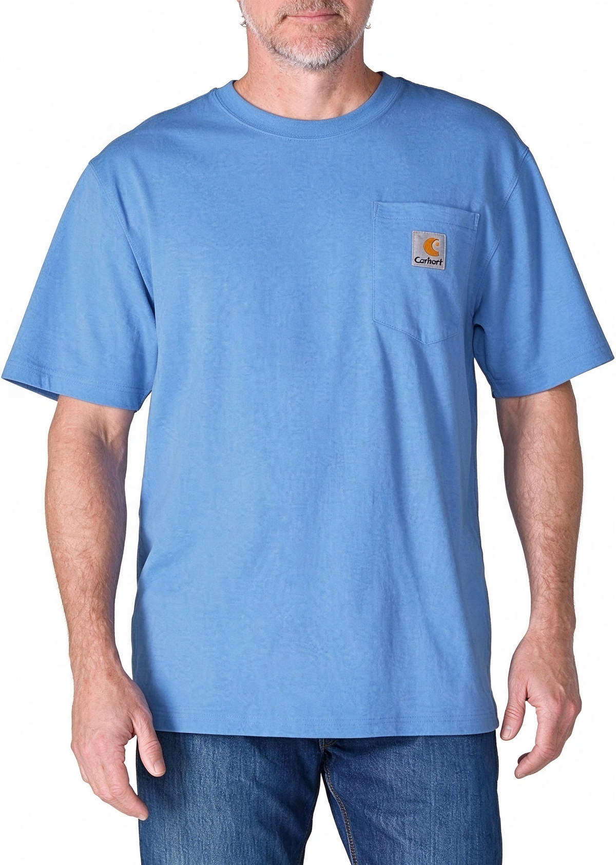 2026 New Men Classic Work Pocket Tee, Solid Color Heavy Cotton Casual Short Sleeve T Shirt
