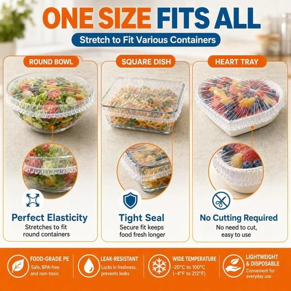 🔥LAST DAY SALE 49% OFF-100Pcs Medium Reusable Elastic Plastic Bowl Covers - Kitchen Bread Proofing