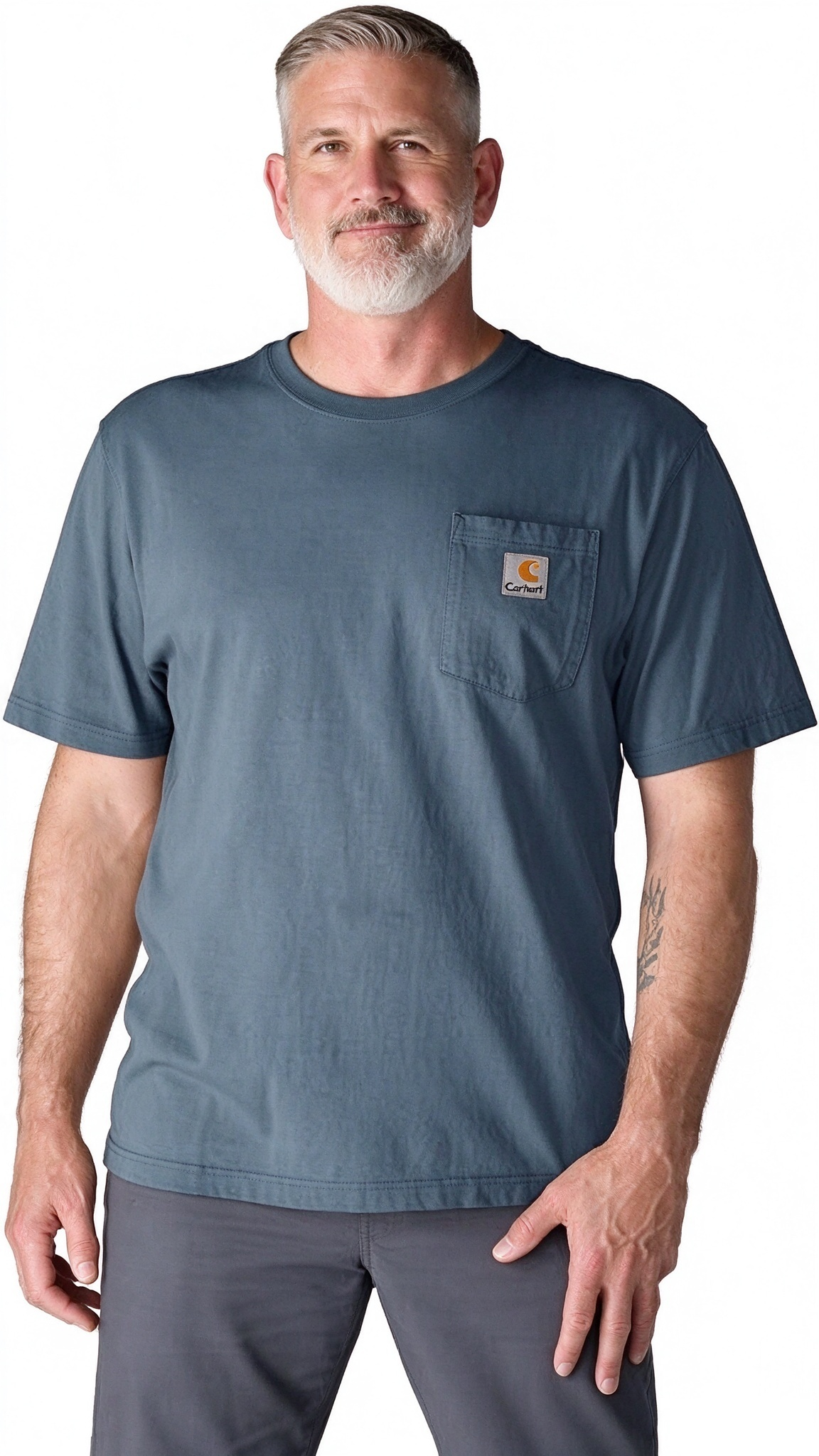 2026 New Men Classic Work Pocket Tee, Solid Color Heavy Cotton Casual Short Sleeve T Shirt